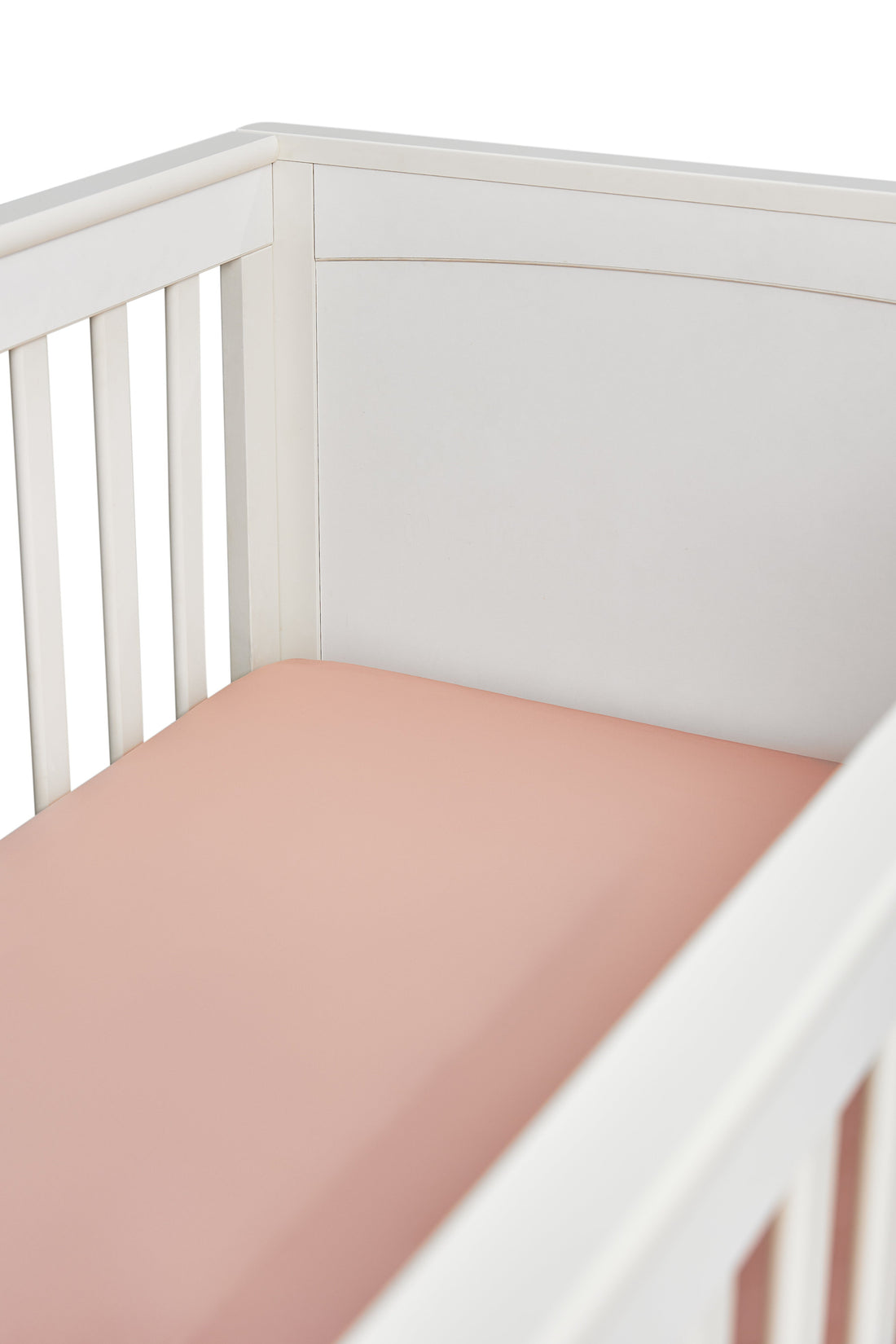 BeddyByes Blush Pink Silk Cotbed Fitted Sheet in cot bed mattress